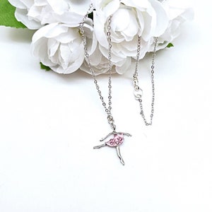 Pink Dancing Ballerina Necklace, Ballet Recital Necklace Gift, Ballet Teacher Choker, Dancing Ballerina Necklace, Ballet Gift