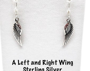 Sterling Silver Small Angel Wing Dangle Earrings, Angel Wings Dangle Earrings, Small Angel Wing Earrings, In Memory of Angel Wing Earrings