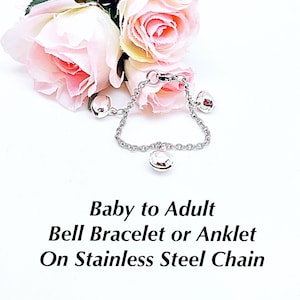 Baby to Adult Multi Bell Chain Bracelet or Anklet, Stainless Steel Bells Chain Bracelet/Anklet, Adult Multi Bell Bracelet/Anklet, Baby Bells
