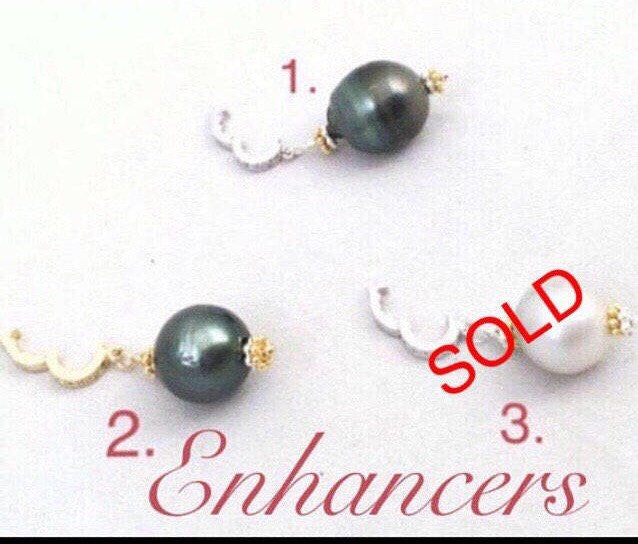 Rehausseurs de collier de perles de Tahiti paon, rehausseur de gouttes de perles de Tahiti, superbes rehausseurs de collier de perles de Tahiti grises