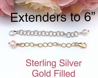 Sterling and Gold Filled Chain Extender, Child Extender Chain, Grossesse Extender Chain, Sterling & Gold Extender Chain, Rose Gold Extender