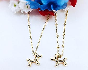 Gold Balloon Dog Necklace With Choice of Chain, Dog Lovers Choker, Playful Gold Dog Jewelry, Balloon Poodle Dog Necklace, Gold Dog Necklace