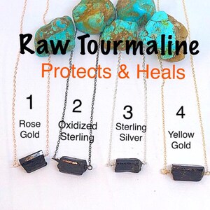 Raw Black Tourmaline Nugget Necklaces, Rough Black Tourmaline Choker, Black Tourmaline the Protective Stone Necklace, One Black Tourmaline