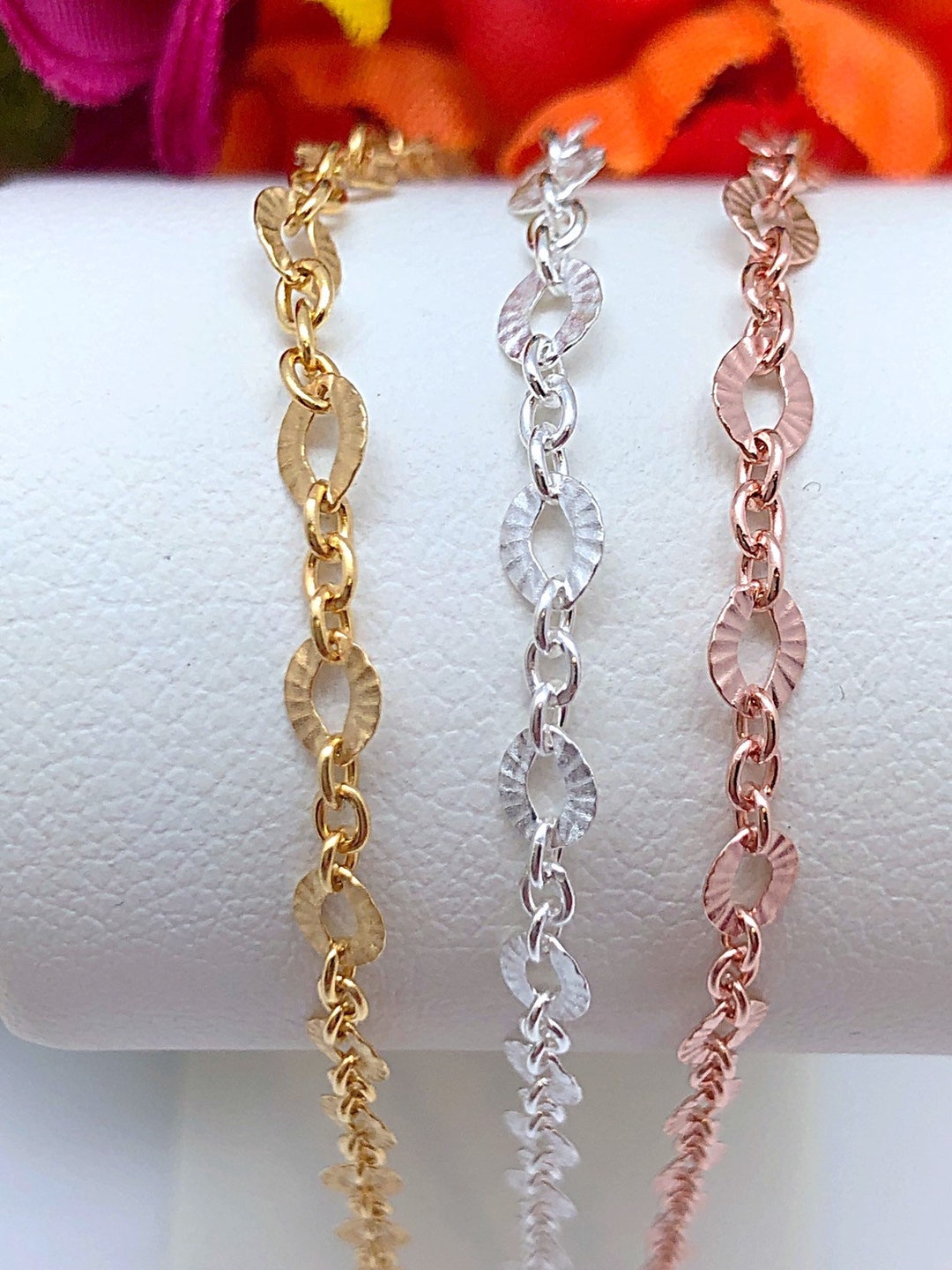 thick flat & oval chain bracelet 約23cm 14kt Yellow Gold Flat Oval-Link Bracelet