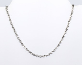 Unisex Stainless Steel Round Cable Necklace, Hypoallergenic Necklace Chain, Unisex Stainless Steel Chain Necklace, Stainless Steel Chain