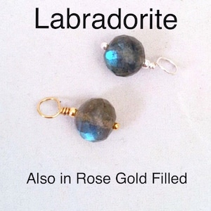 Verwisselbare 6-7mm labradoriet oorbel charme, ronde labradoriet bungelen charme, gefacetteerde labradoriet ketting drop, labradoriet hoepel charme