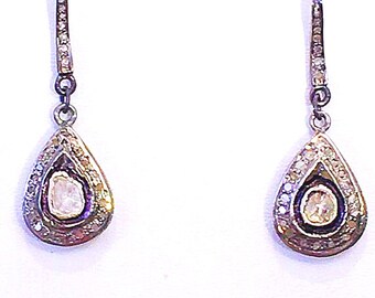Natural Solitaire Diamond Hook Earrings Solid 14K Yellow Gold Hooks Earrings  Minimalist Handmade Ear Hooks Woman's Jewelry Best Gift for Her 