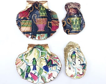 Platos para anillos de colibrí o taza de té en 2 tamaños, plato para anillos de colibrí, plato para anillos de taza de té en 2 tamaños, soporte para anillos de concha grande o pequeño