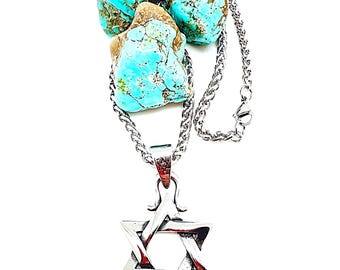 Big Stainless Steel Star Of David Unisex Necklace, Classic Star of David Stainless Steel Necklace, Father Son Jewish Gift, Bar Mitzvah Gift