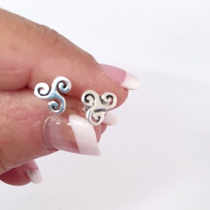 Small Triskelion Celtic Sterling Stud, Triskelion Trinity 8mm Sterling Stud, Ancient Celtic Triskelion Stud Earring, Men&#39;s Triskelion Stud