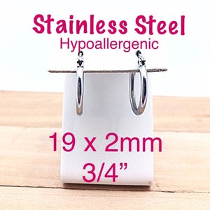 Stainless Steel Click Bar 3/4" x2mm Small Hypoallergenic Hoops, Quality Stainless Steel  Hoops, Surgical Grade Stainless Steel Hoops