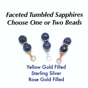 Interchangeable Faceted Sapphire Bead Stack Charm, Sapphire Dangle Charm, 8mm Bead Bar Sapphire Necklace Charm, September Birthstone Drop