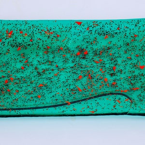 Emerald art glass platter, fused glass platter, holiday centerpiece, glass hostess gift,  fused glass platter, green art glass tray,