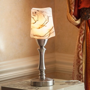 Fused glass table lamp, glass shade, art glass lamp, one of a kind, lighting, white table lamp