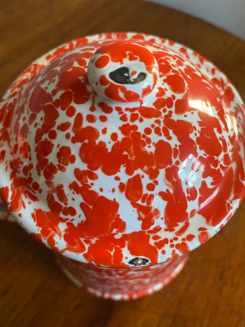 Farmhouse / Rustic / Camp Red Speckled Graniteware Coffee Pot Etsy