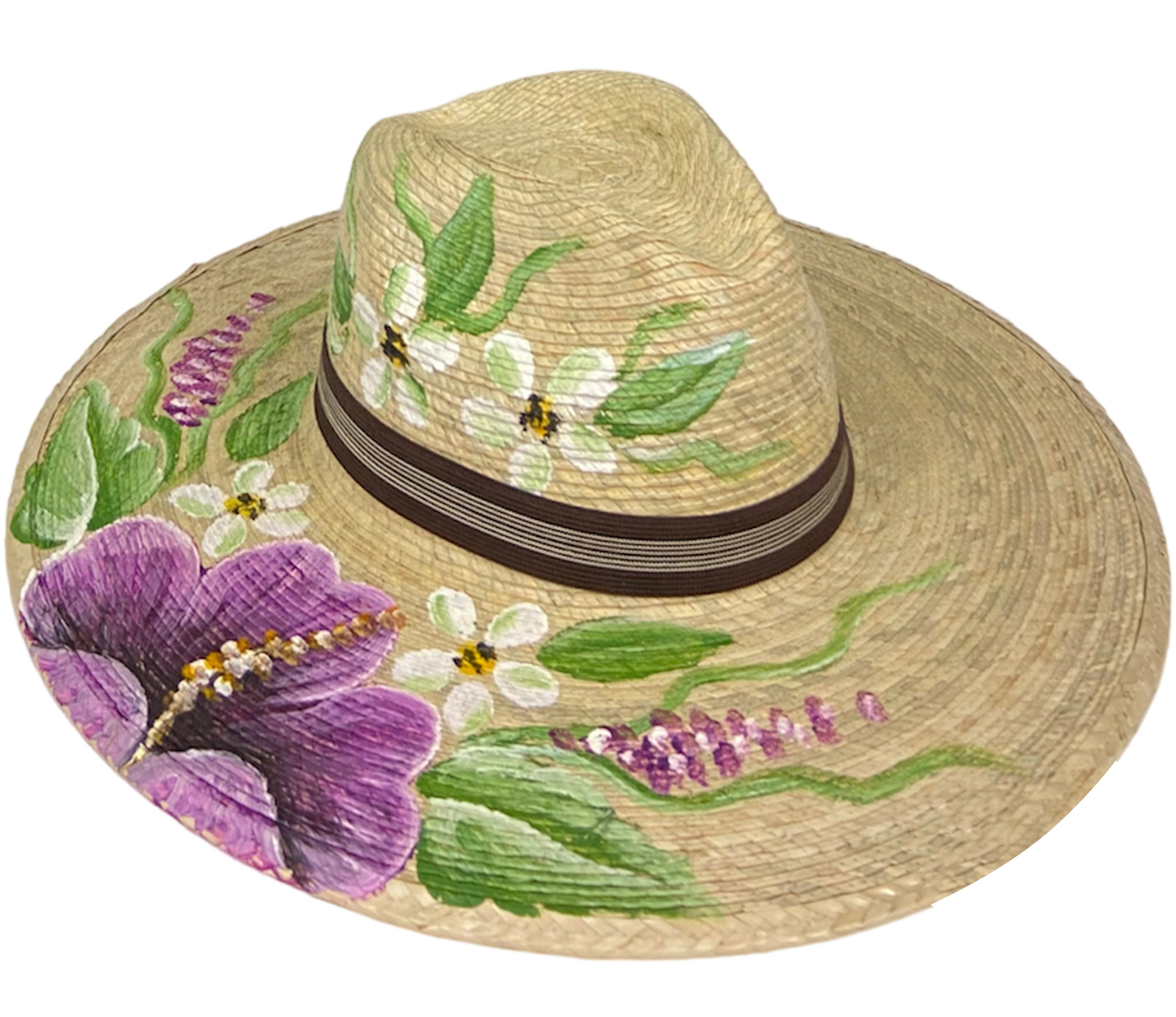 Hand Painted Artisan Unisex Soft Straw Hat - Panama Wide  display picture 3