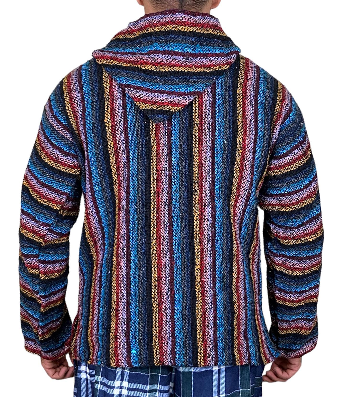 Messicano Baja Felpa Cappuccio Jerga Droga Tappeto Jumper Siesta Surf Hippy