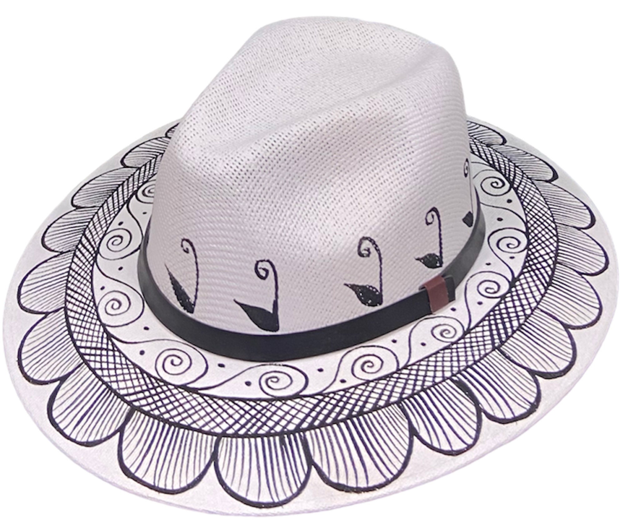 Hand Painted Mexican Artisan Fedora Hat - Unisex Handcrafted  display picture 2