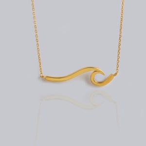 Wave necklace,Wave Pendant,Modern Design Pendant,Solid Gold Necklace,Elegant Chain,Sea Pendant, Beach Jewelry,Surfer Necklace,Fine Jewellery image 5