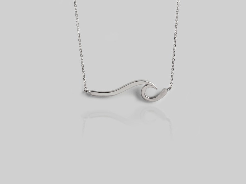 Wave necklace,Wave Pendant,Modern Design Pendant,Solid Gold Necklace,Elegant Chain,Sea Pendant, Beach Jewelry,Surfer Necklace,Fine Jewellery image 6