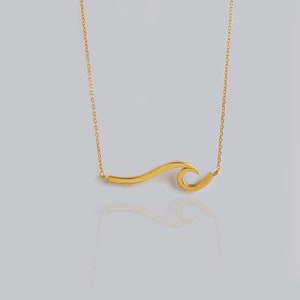 Wave necklace,Wave Pendant,Modern Design Pendant,Solid Gold Necklace,Elegant Chain,Sea Pendant, Beach Jewelry,Surfer Necklace,Fine Jewellery image 8