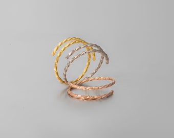 Twist Midi Ring, Knuckle Ring, Solid Gold, Twisted Rope Band, Zarter Midi Ring, 1,2 mm Midi Ring, zierlicher Midi Ring, zierlicher Toe Ring