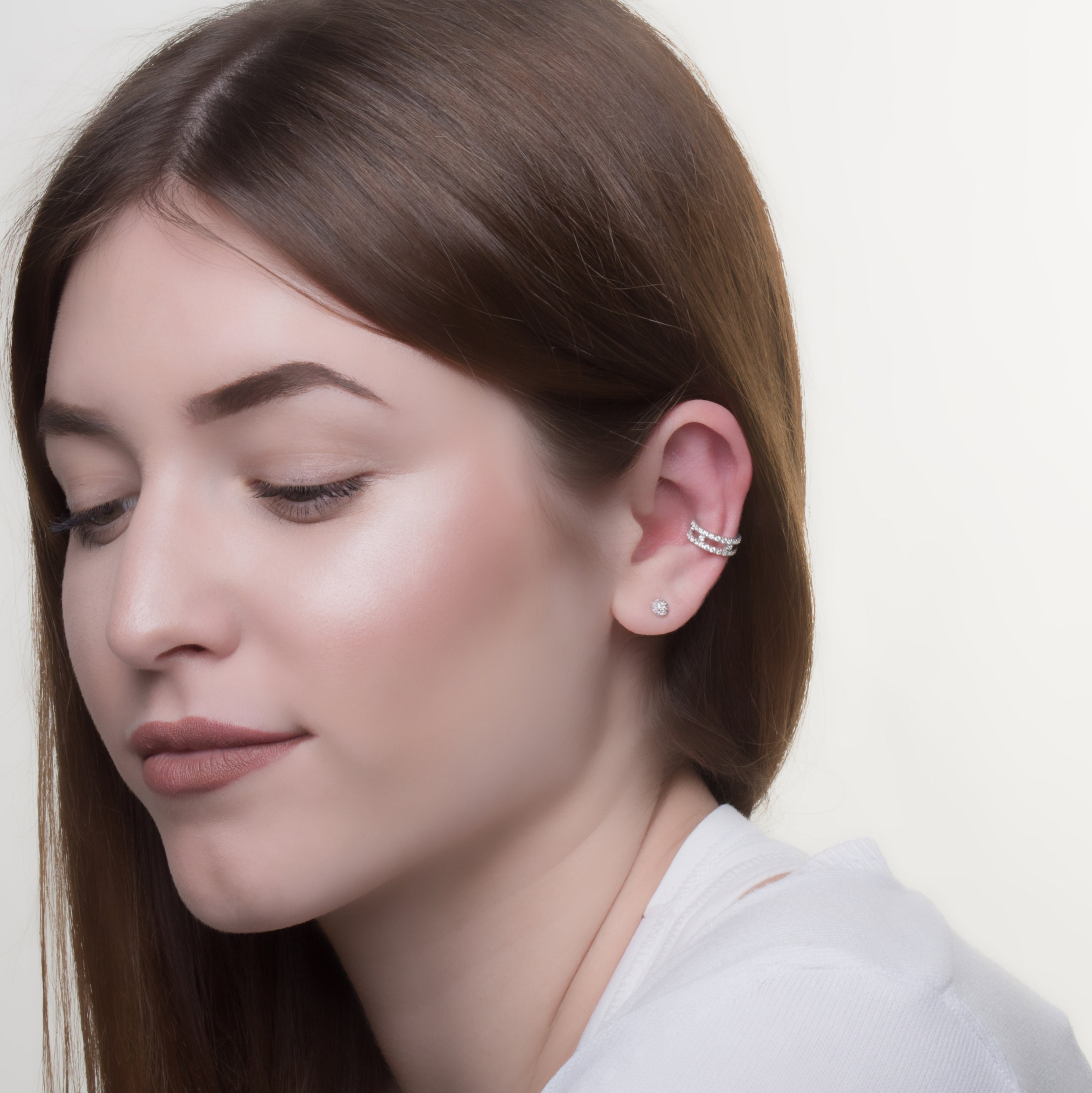 Solid Gold Ear Cuff Ringcz Pave Ear Cuff 9k 14k Gold Ear Etsy