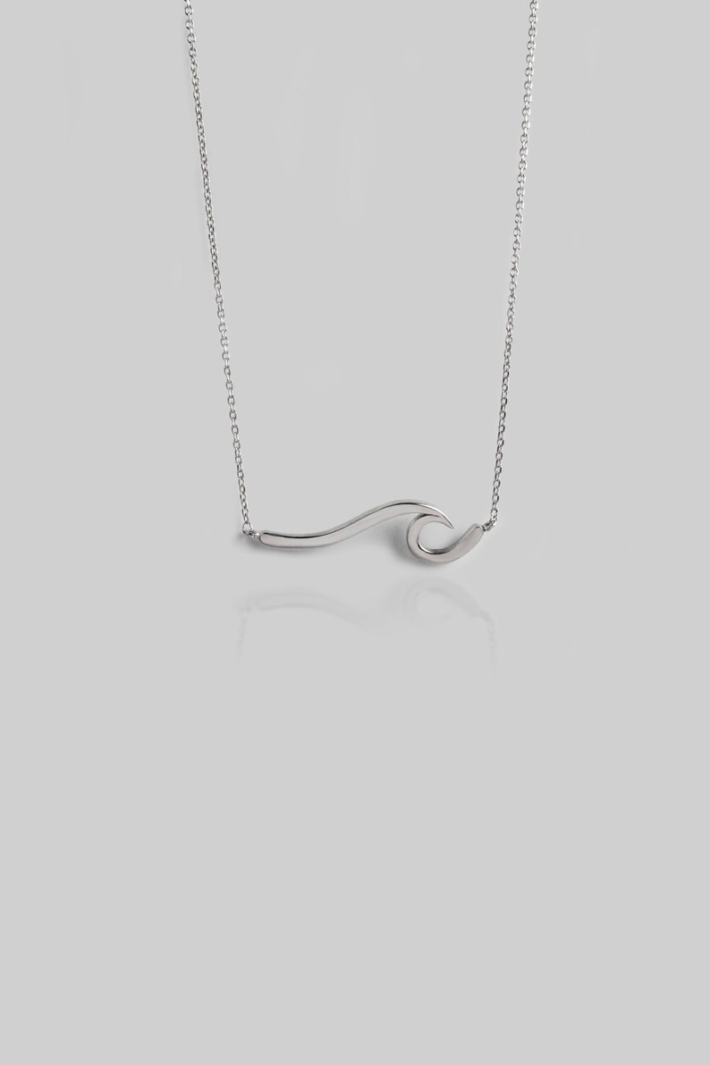 Wave necklace,Wave Pendant,Modern Design Pendant,Solid Gold Necklace,Elegant Chain,Sea Pendant, Beach Jewelry,Surfer Necklace,Fine Jewellery image 10