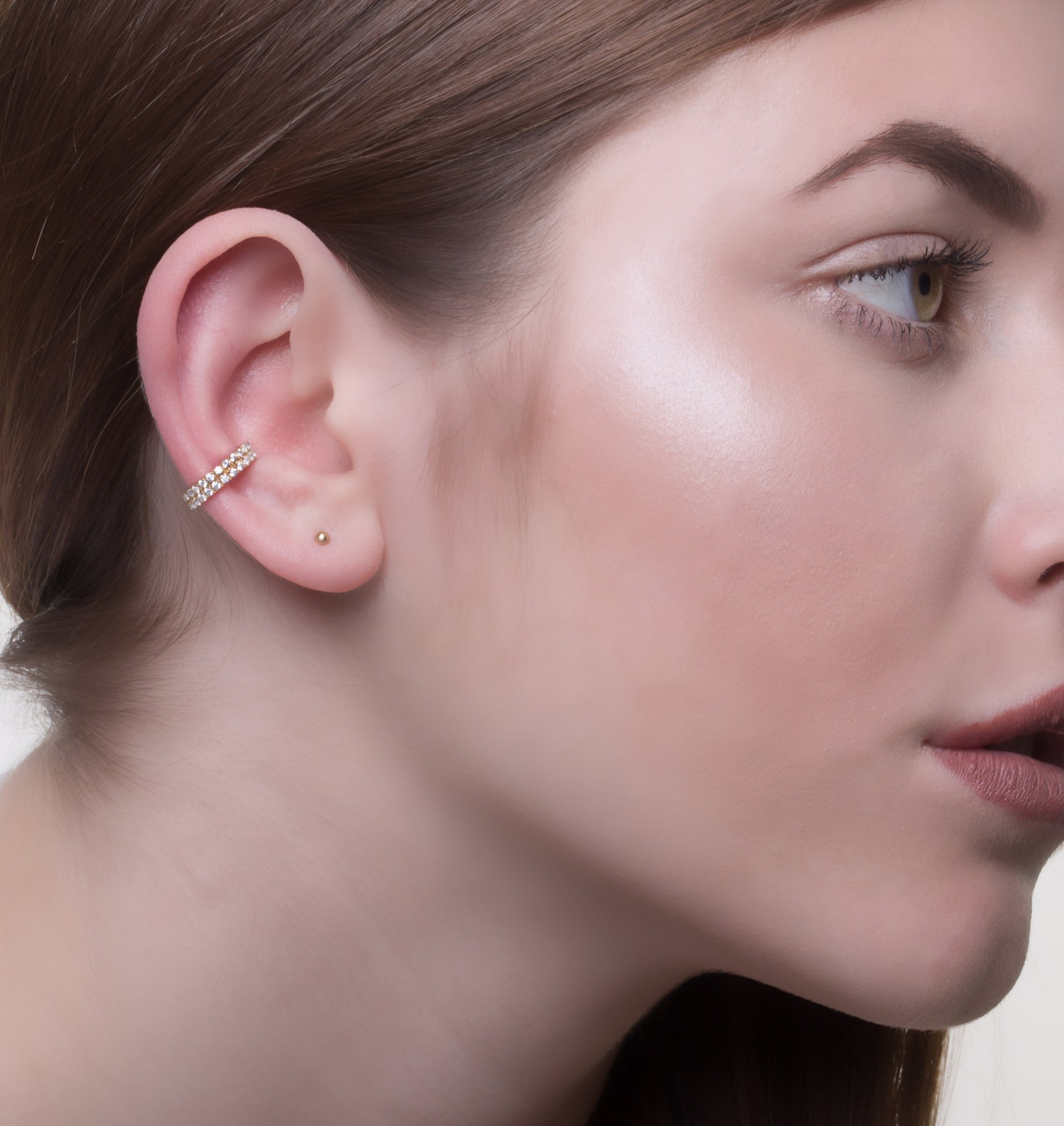 Solid Gold Ear Cuff Ringcz Pave Ear Cuff 9k 14k Gold Ear Etsy