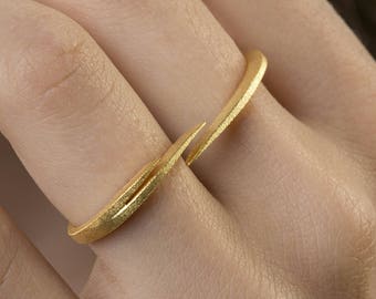 Double Finger Ring, Modern Ring, Adjustable ring, Minimal Ring, 925 Sterling Silver, Double finger ring, Easy to Wear,18K Gold Plated