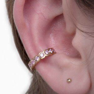 Solid Gold Ear Cuff, CZ Pave Ear Cuff, Solid Gold 9k or 14k, Non Pierced Ear Cuff, Ear Wrap, Single Row CZ Ear Cuff, Real Gold Ear Cuff image 6