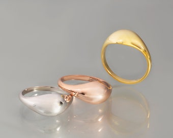 Curve Dome Ring, Bubble Ring, Dome Ring,9k 14k or 18k Solid Gold,Pinky Ring for Women,Minimalist Ring,Modern Ring, Gift For Her, Unique Gift