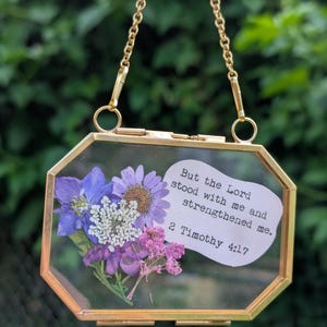 Pressed Wildflower Frame With Bible Verse Timothy: Hanging Wall Decor
