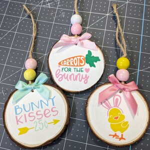 Handmade Easter Wood Slice Ornament: Bunny Keepsake Decor