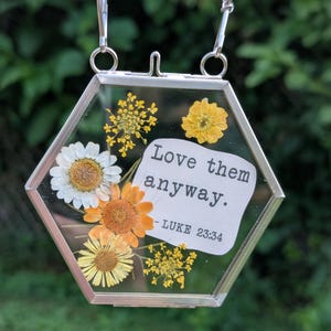 Pressed Wildflower Frame With Bible Verse Luke: Hanging Wall Decor