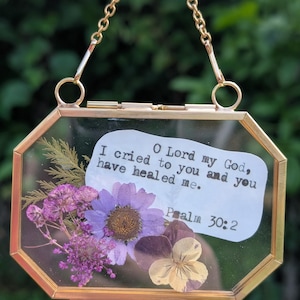 Pressed Wildflower Frame With Bible Verse Psalm: Hanging Wall Decor