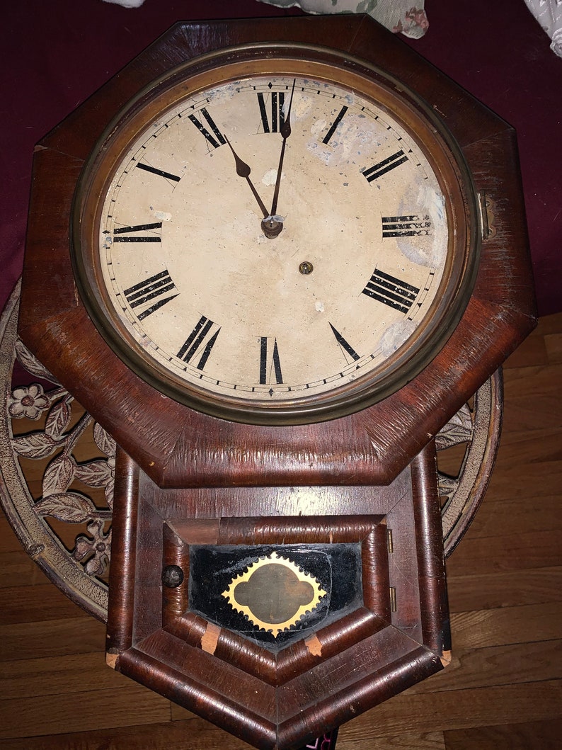 New Haven Antique Octagon Wall Clock Etsy