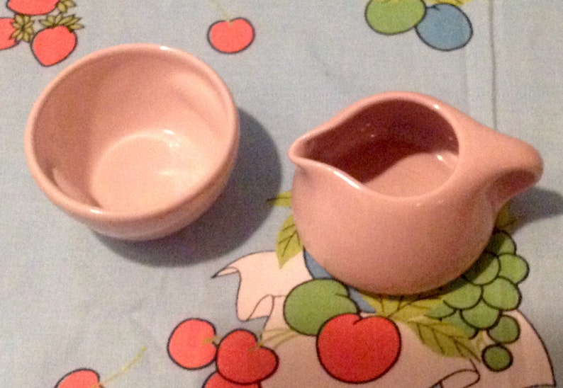 MCM Russel Wright Pink Iroquois Stackable Sugar /& Creamer