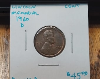 1960 D Over D Lincoln Cent