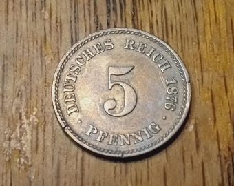 1876 C German Empire 5 Pfennig KM#3