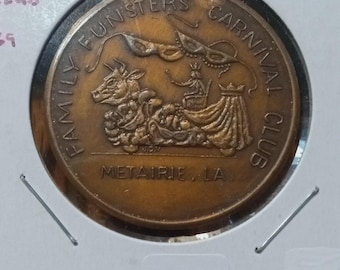 Family Funsters Carnival Club Metairie, LA. 1969 Mardi Gras Bronze Medal 1-1/2"
