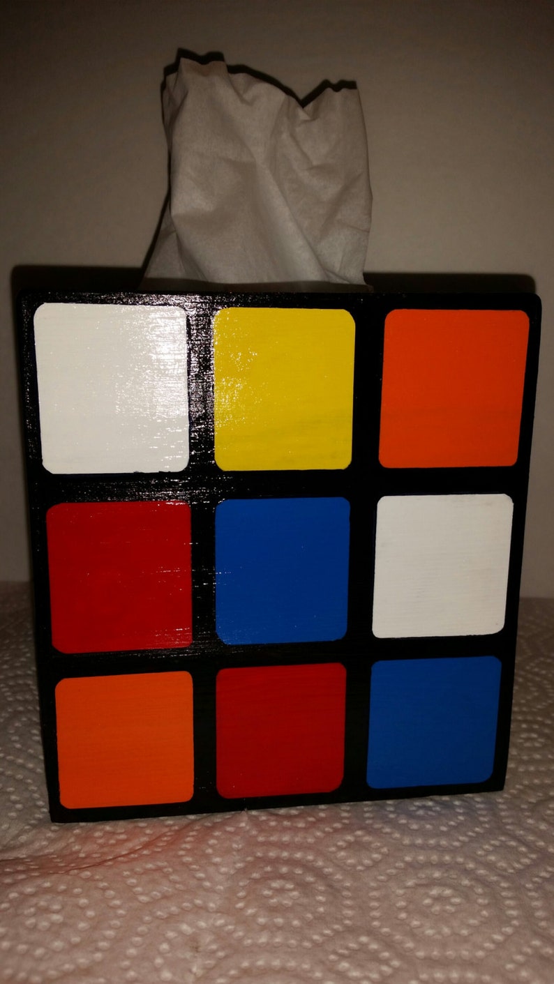 Replica Wooden Rubik's Cube Tissue Box Cover Etsy