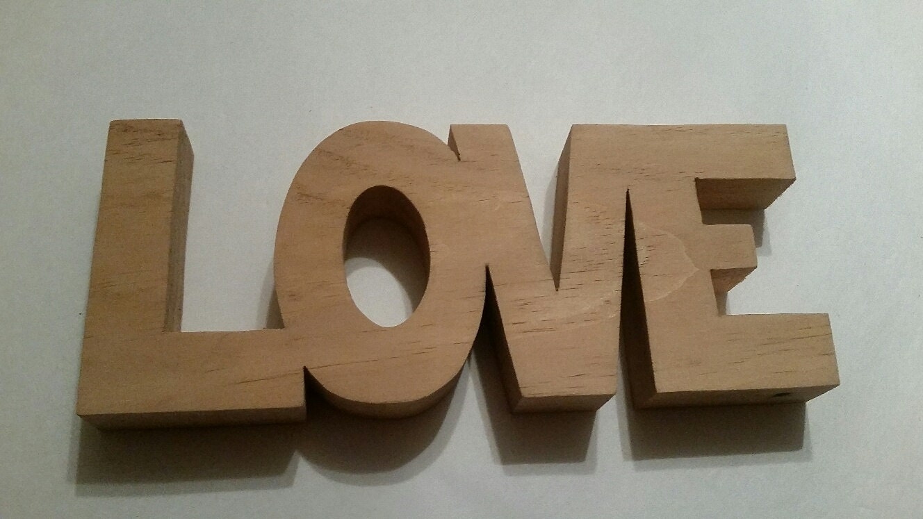 3D Love Free Standing Word Ornament Natural Wooden home modern or rustic decor
