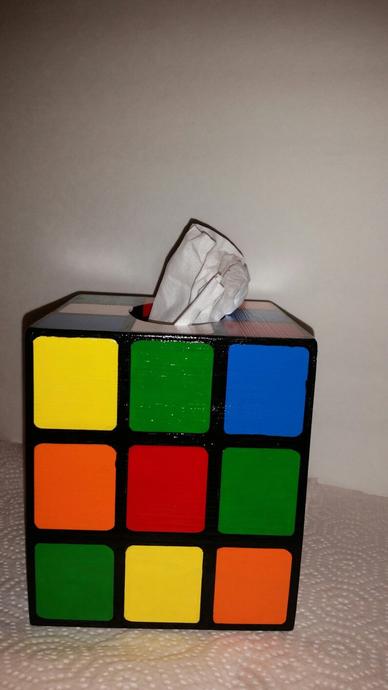 Replica Wooden Rubik's Cube Tissue Box Cover Etsy