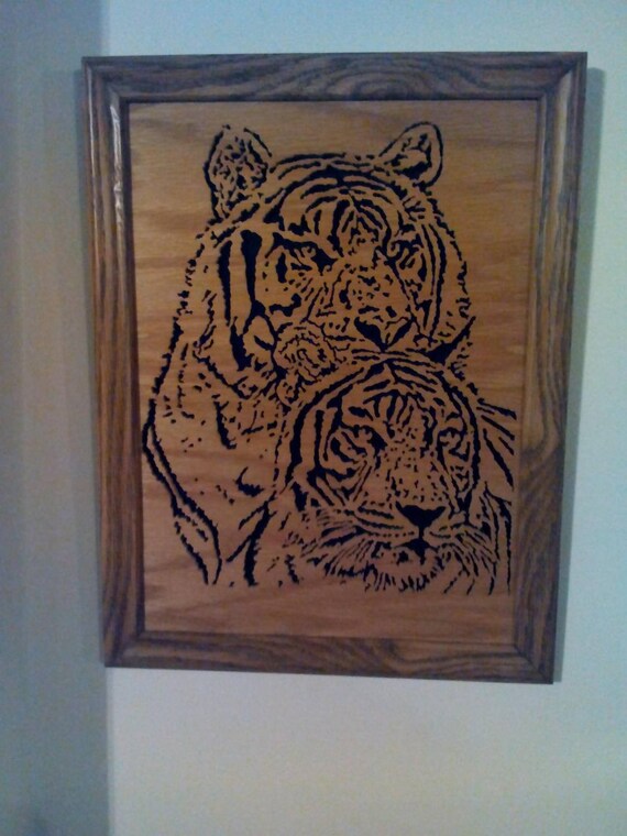 Scroll saw framed tiger picture Etsy
