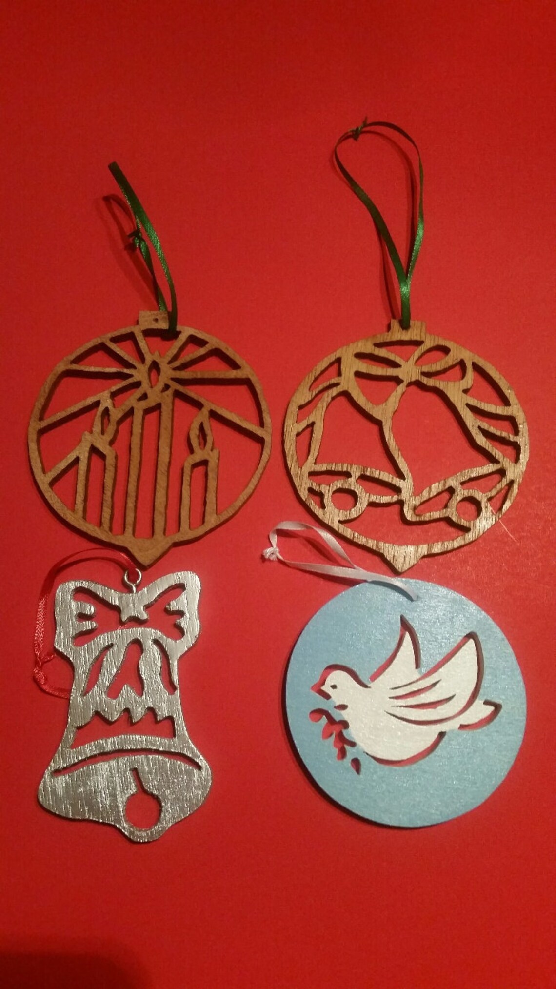 Set of 4 Handmade Scroll Saw Ornaments Etsy