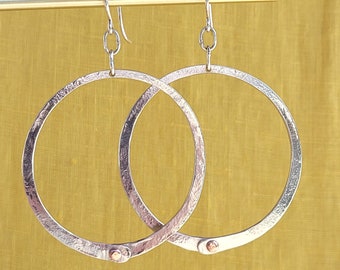Sterling Silver Forged Large Hoop Earrings