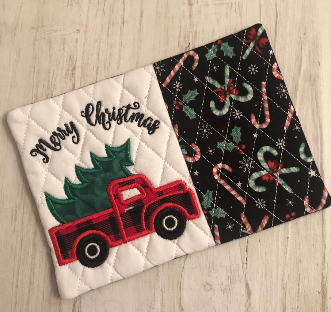 NEW Little Red Truck Mug Rug,coasters,stocking Stuffer, Coffee Lover