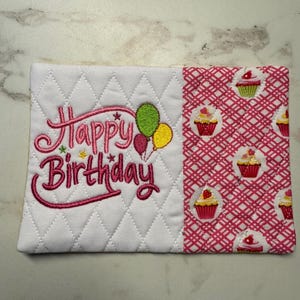 Happy Birthday Mug Rug,Coasters,stocking stuffer, Coffee Lover,Hostess Gift, Fabric Coaster, birthday gift