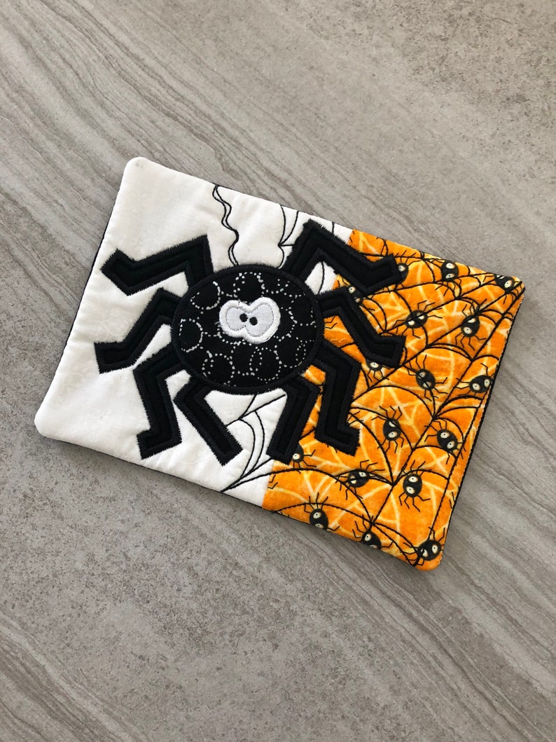 Spider Halloween Mug Rugs,Coasters,gift,Halloween gift teacher gift,. Fabric Coaster Coffee Lover,Hostess Gift